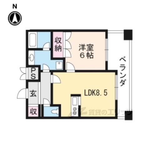 サンシティ四条西洞院(1LDK/7階)の間取り写真