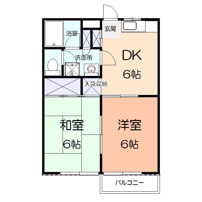 カリヨンカジ(2DK/2階)の間取り写真