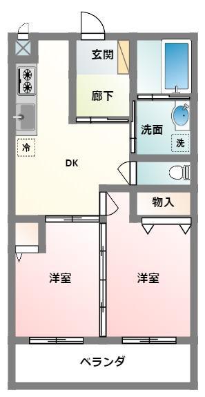 エリスリーナ(2DK/4階)の間取り写真
