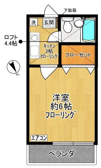 ペアハイムX(1K/2階)の間取り写真