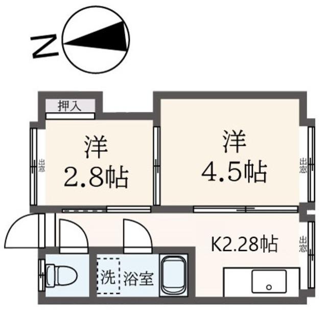コーポ千代(2K/1階)の間取り写真