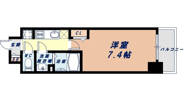 ファステート難波グランプリ(1K/14階)の間取り写真