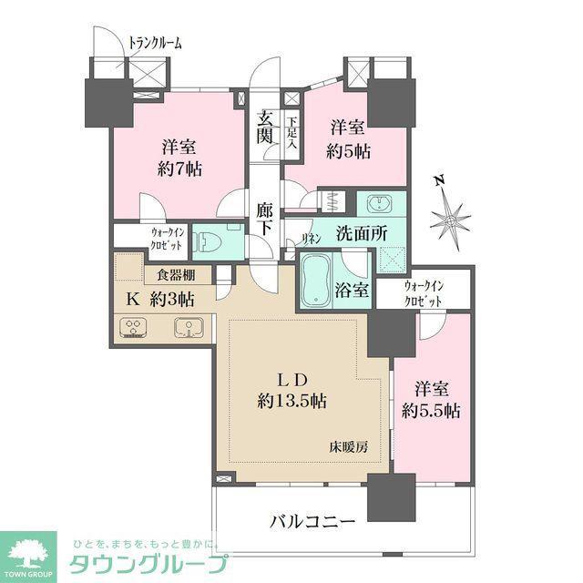 津田沼ザ・タワー(3LDK/17階)の間取り写真