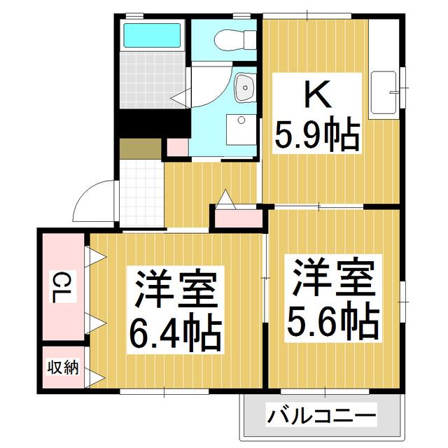 ディアスレザンA(2K/1階)の間取り写真