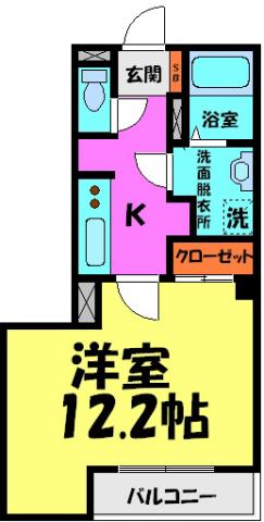 SUNNY HILLS(1K/2階)の間取り写真