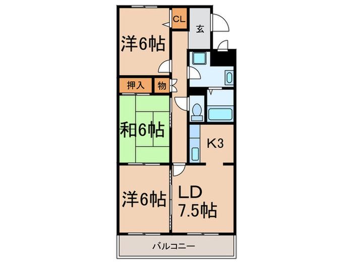 桃山台コート(3LDK/4階)の間取り写真