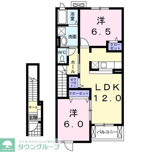 スクエアIS(2LDK/2階)の間取り写真