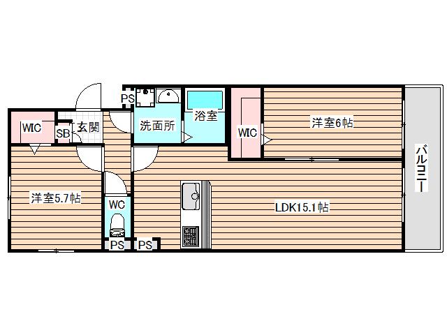 MS RING GRANDE 春日出北(1SLDK/2階)の間取り写真