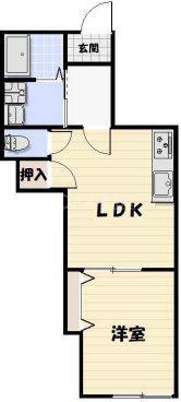 LIKE亥鼻(1LDK/2階)の間取り写真
