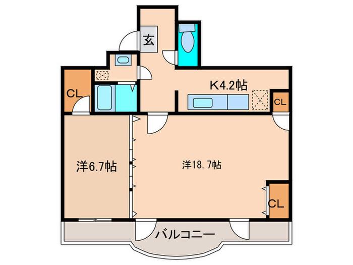 ホワイトクラウドⅣ(2K/5階)の間取り写真