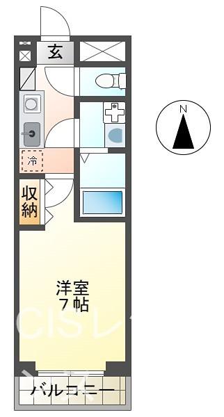 VILLA SOLE(1K/4階)の間取り写真