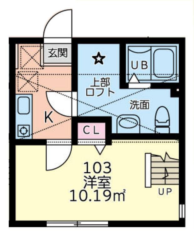 プレスタ(1K/1階)の間取り写真