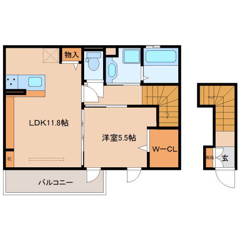 グレース北市(1LDK/2階)の間取り写真