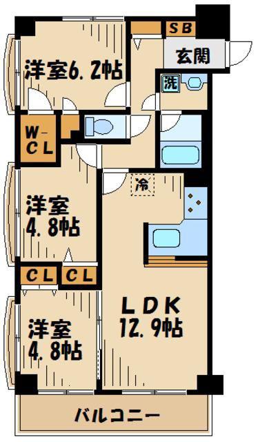 ソレイユ(3LDK/7階)の間取り写真