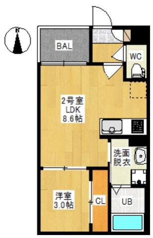 REGALEST桑田(1LDK/1階)の間取り写真