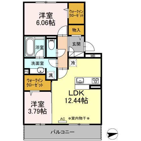 カーサステラIII(2LDK/2階)の間取り写真