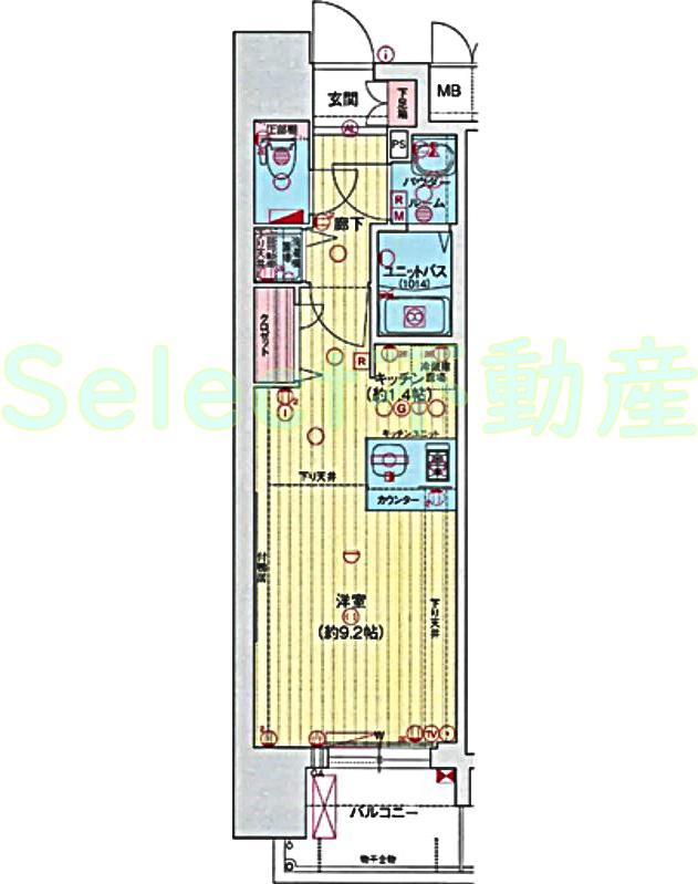 プレサンス久屋大通セントラルパーク(ワンルーム/15階)の間取り写真