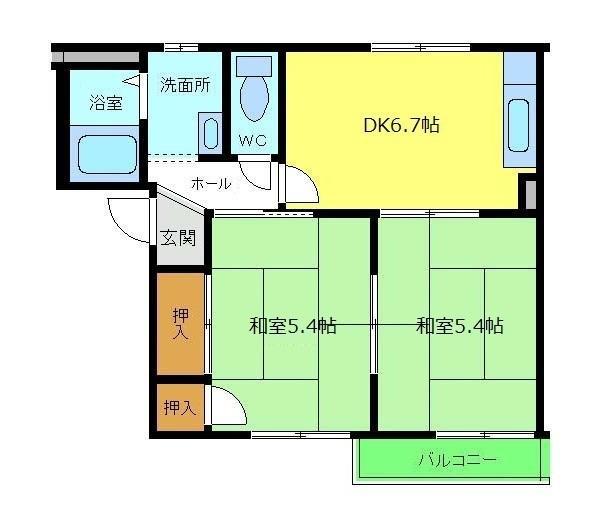 ライブハイツ(2DK/2階)の間取り写真