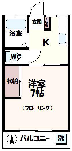 コーポ藤原(1K/2階)の間取り写真