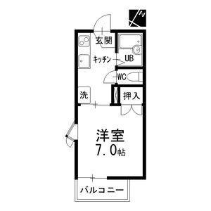 ヴィラ四谷(1K/2階)の間取り写真