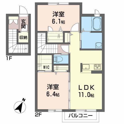 アプリコット(2LDK/2階)の間取り写真