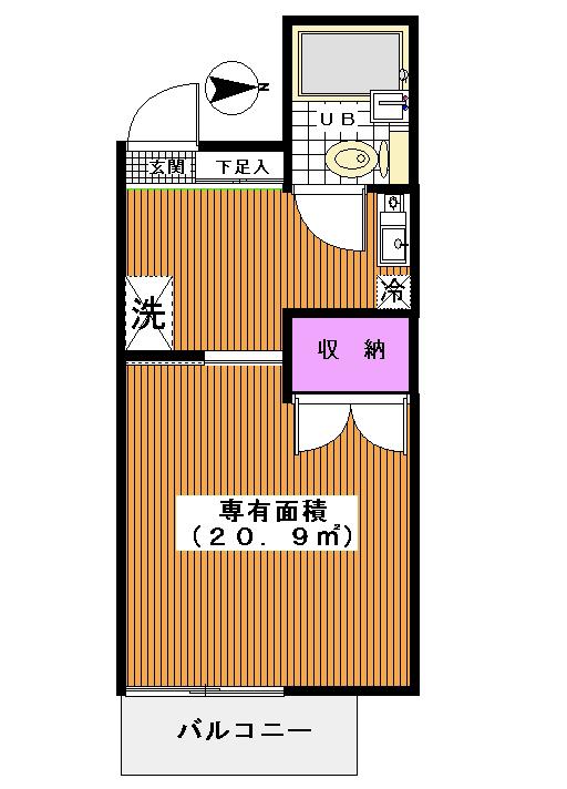 坂下ハイム(1K/1階)の間取り写真