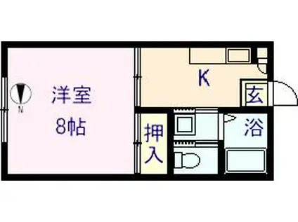 クローバーハウス(1K/2階)の間取り写真