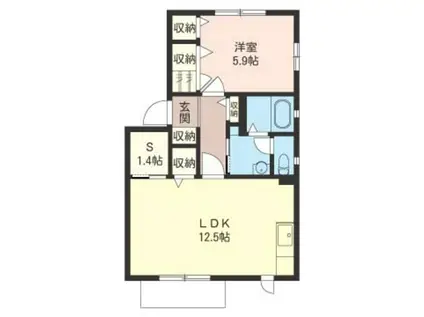 シャインステージF(1LDK/1階)の間取り写真