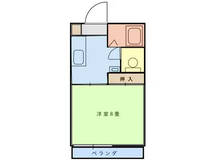 パールハイツ A(1K/1階)の間取り写真