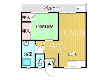 弥生荘(1LDK/2階)の間取り写真