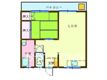 弥生荘(1LDK/2階)の間取り写真
