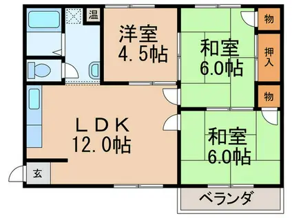 石津パノラマハイツA棟(3LDK/2階)の間取り写真