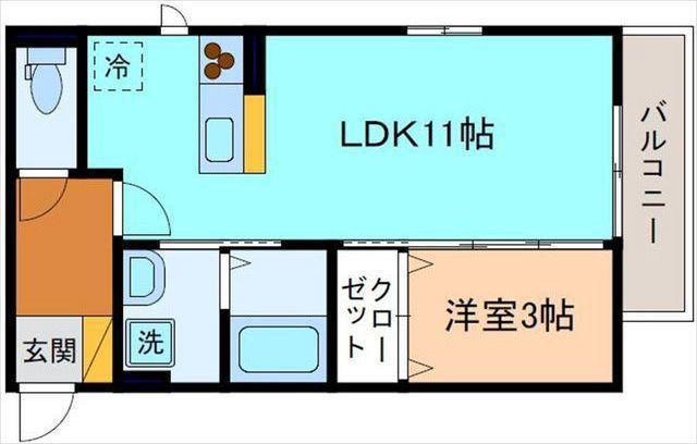 グランメゾン北安江(1LDK/2階)の間取り写真