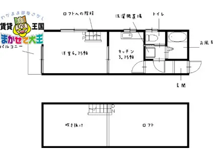 レガリア東小島(1K/2階)の間取り写真
