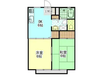 サンタウン竹ノ葉 A棟(2DK/1階)の間取り写真