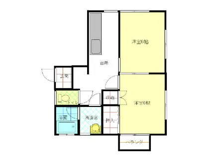 レジデンス藤(2DK/1階)の間取り写真