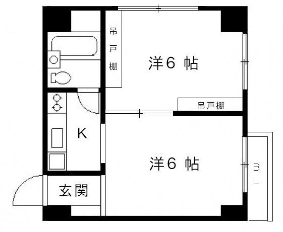 ルシエール金沢(2K/2階)の間取り写真