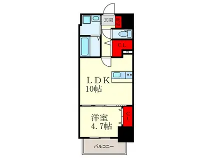 ERUZA GRANZ戸畑千防(1LDK/15階)の間取り写真