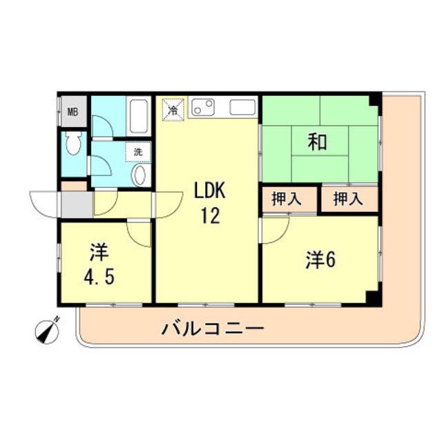 パレルミエール岡本(3LDK/2階)の間取り写真