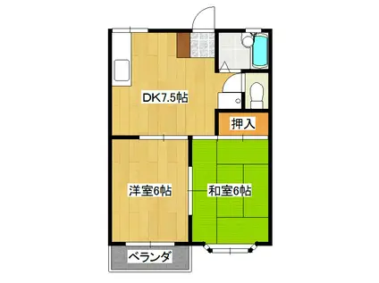 レジデンス赤坂B(2DK/2階)の間取り写真