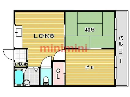 ハイツユリ(2LDK/1階)の間取り写真
