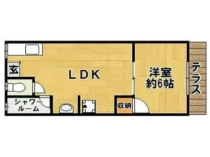 藤野荘(1LDK/1階)の間取り写真