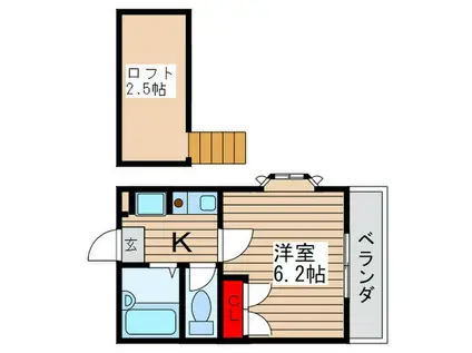 シャルムFⅡ(1K/2階)の間取り写真