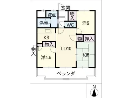 プラバフォー城西(3LDK/1階)の間取り写真