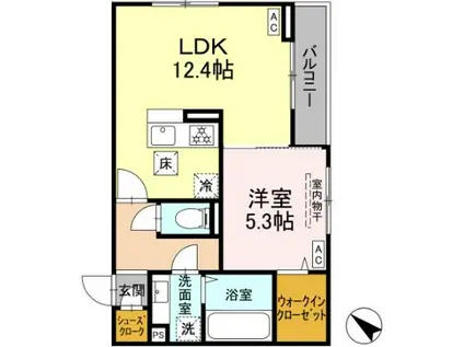 D-ROOM泉崎2丁目PJ A(1LDK/2階)の間取り写真