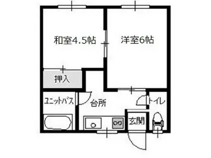 浜田アパート(2K/1階)の間取り写真