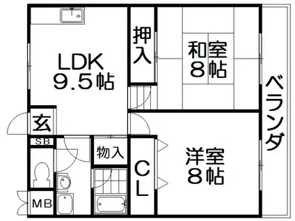 富尾マンション(2LDK/2階)の間取り写真