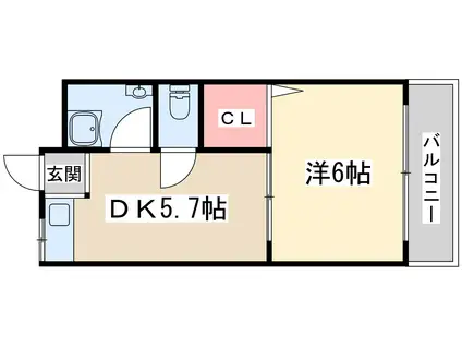 ハイツ田中(1DK/1階)の間取り写真