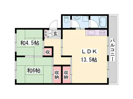 ローレルハイツ加古川3(3DK/2階)の間取り写真