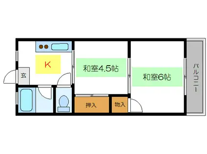 天王マンション(2K/4階)の間取り写真